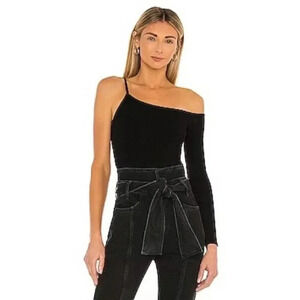 h:ours One-Shoulder Ribbed Knit Blouse Size S